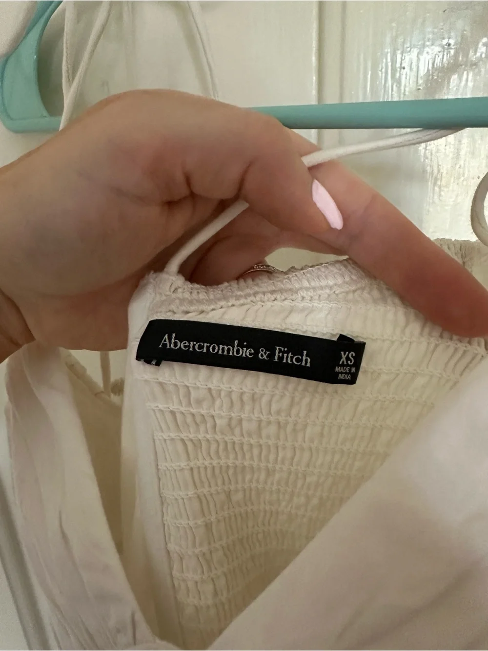 Abercrombie & Fitch White Tie-Shoulder Maxi Dress